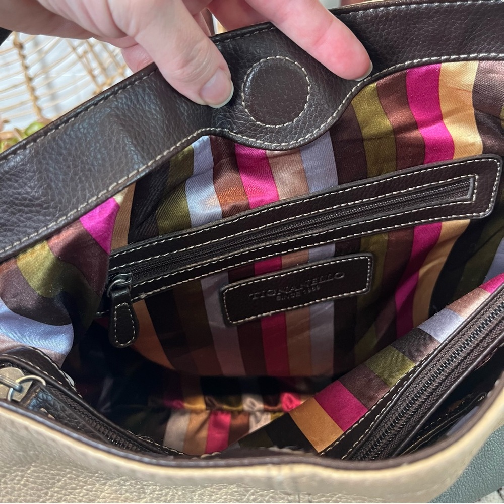 Tignanello Metallic Leather Two-Tone Hobo Bag in - Picture 11 of 13